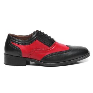 Black Red 1920's Wingtip Lace up Oxford Dress Shoes